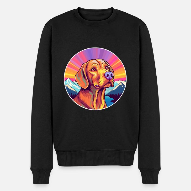 Vizsla Hunderasse Cartoon Kawaii Aquarell - Männer Premium Bio Pullover - Schwarz