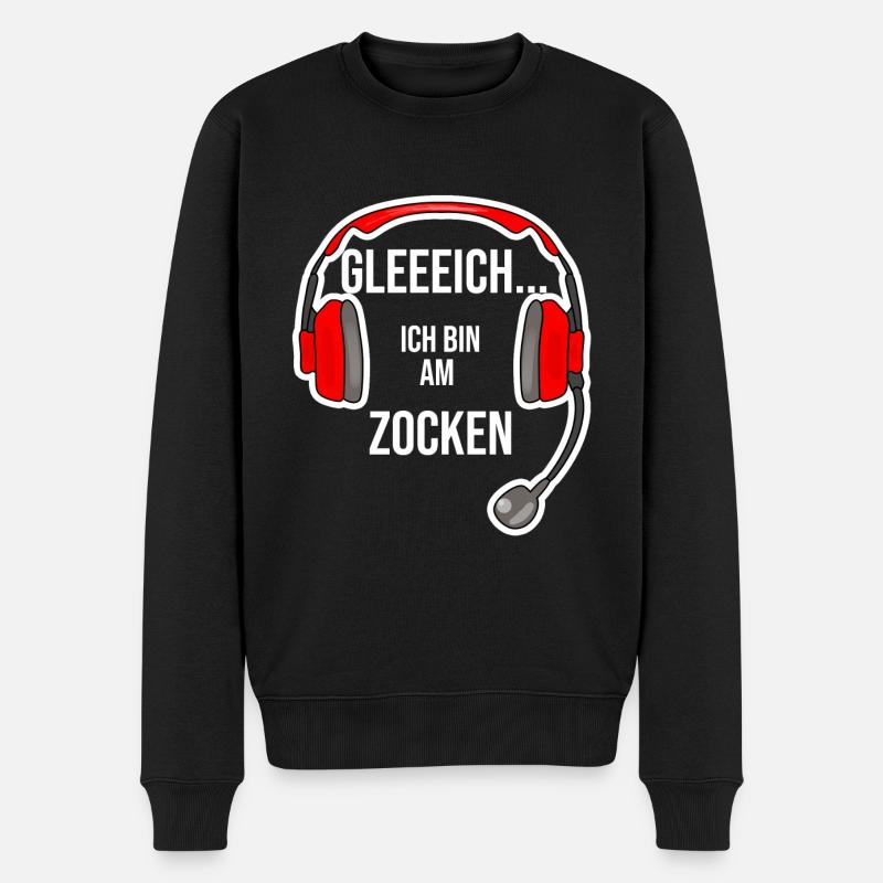 gleich ich bin am zocken headset - Männer Premium Bio Pullover - Schwarz