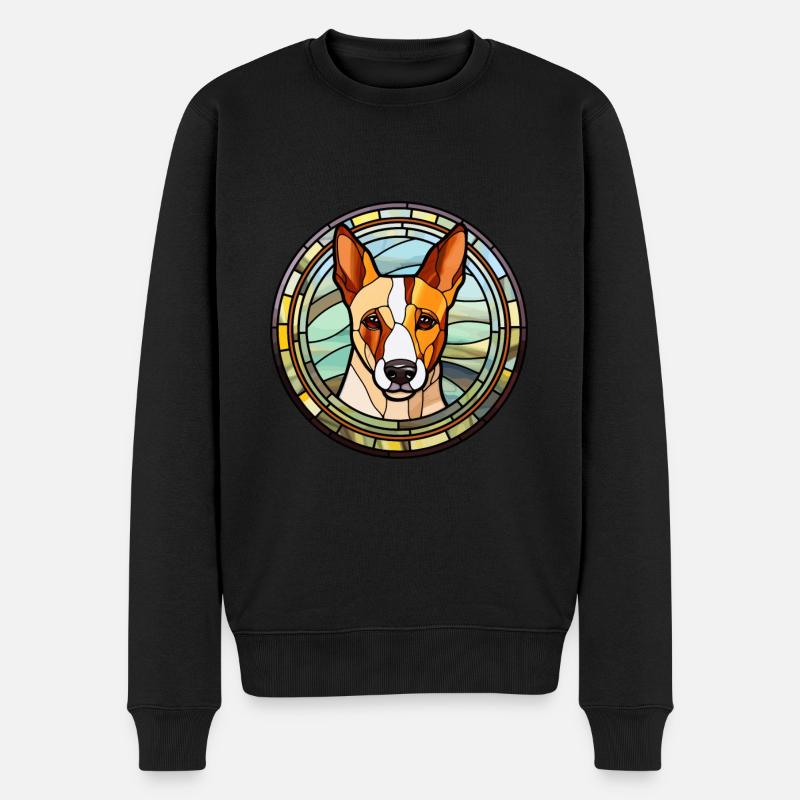 Basenji Hunderasse Buntes Glas Buntes Wassercolo - Männer Premium Bio Pullover - Schwarz
