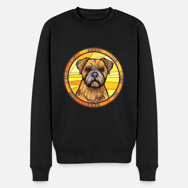 Border Terrier Hunderasse Buntes Glas Bunt Wa - Männer Premium Bio Pullover - Schwarz