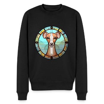 Lévrier italien chien race vitrail coloré - Pull Premium bio Homme - noir - Devant - Nico (187cm)
