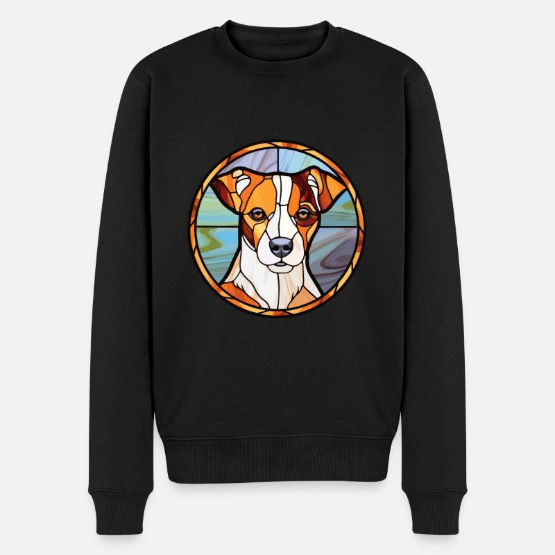 Jack Russell Terrier Hunderasse Buntglasfarbe - Männer Premium Bio Pullover - Schwarz