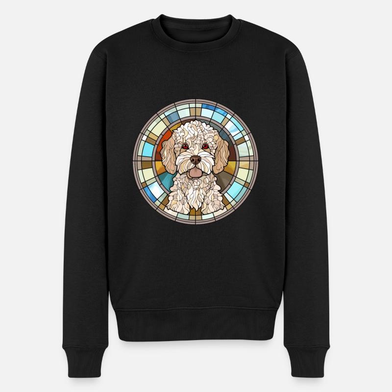 Lagotto Romagnolo Hunderasse Buntglas Bunt - Männer Premium Bio Pullover - Schwarz