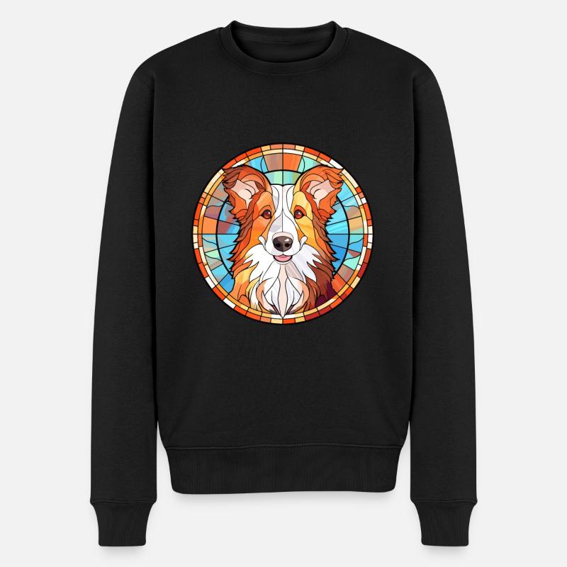 Shetland Schäferhund Hunderasse Buntglas Bunt - Männer Premium Bio Pullover - Schwarz