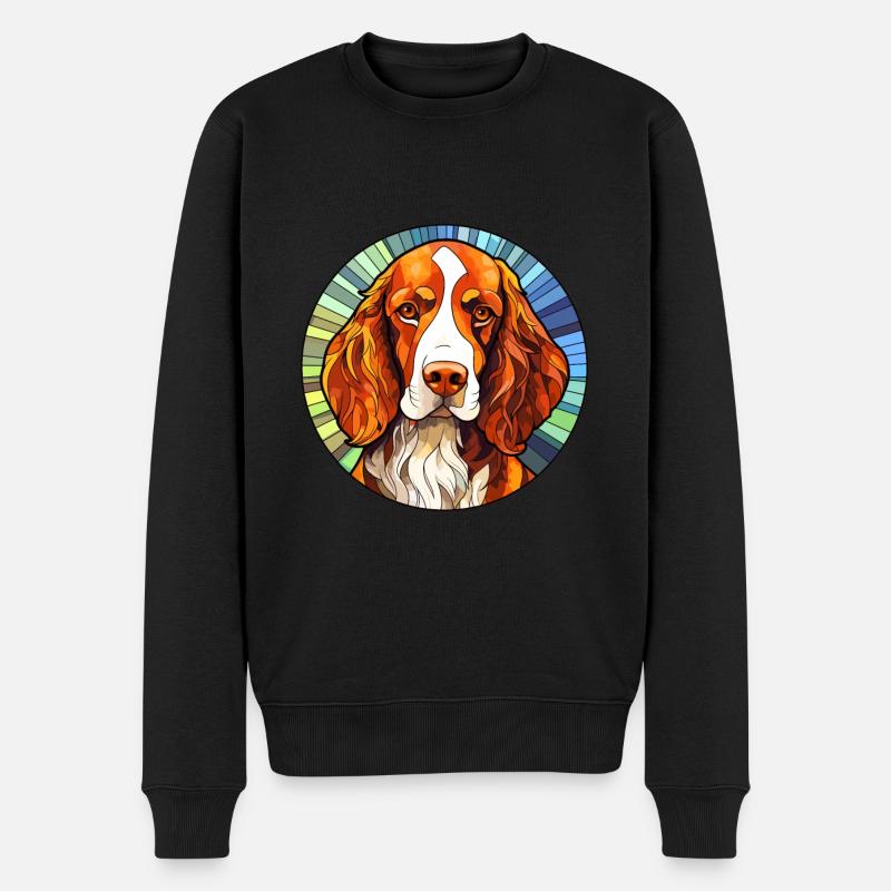 Welsh Springer Spaniel Hunderasse Buntglas Col - Männer Premium Bio Pullover - Schwarz