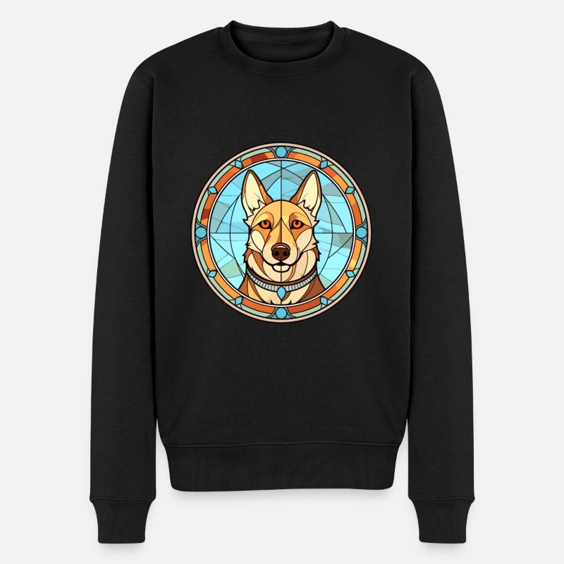Westsibirische Laika-Hunderasse Buntglasfarbe - Männer Premium Bio Pullover - Schwarz