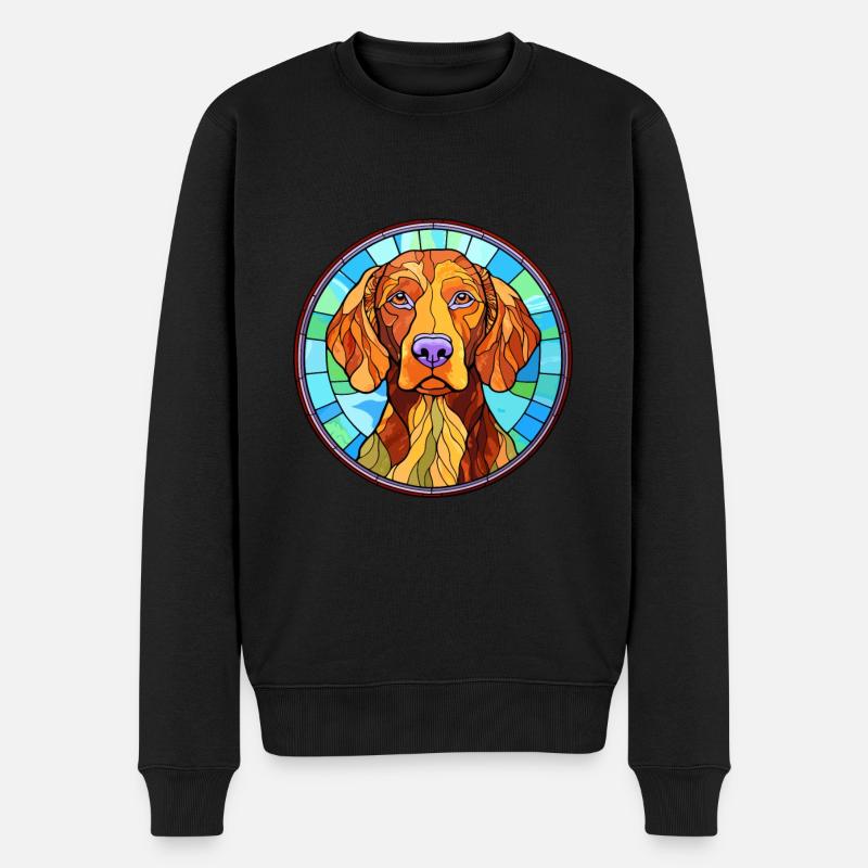 Drahthaarige Vizsla Hunderasse Buntglas Bunt - Männer Premium Bio Pullover - Schwarz