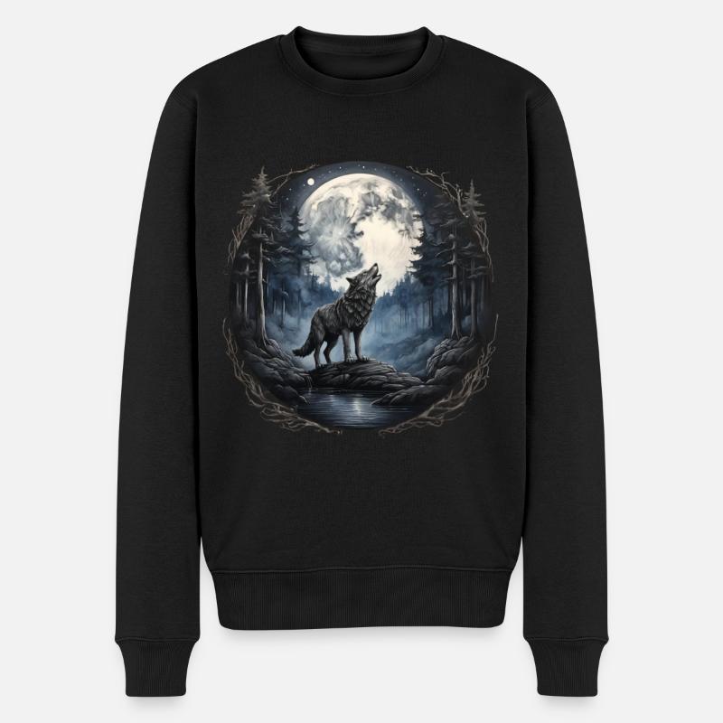 Lobo4-KARTON - Männer Premium Bio Pullover - Schwarz