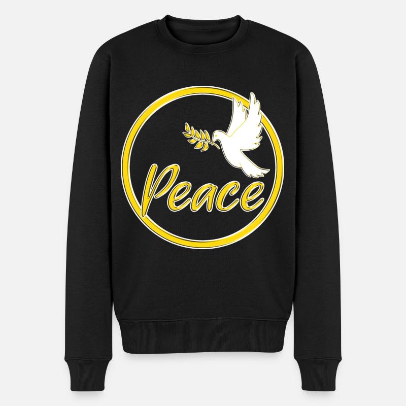 Peace Friedenstaube Friedenszeichen Statement - Männer Premium Bio Pullover - Schwarz