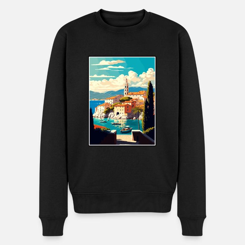 Brac Kroatien Vintage Reiseposter WPA Souvenir - Männer Premium Bio Pullover - Schwarz