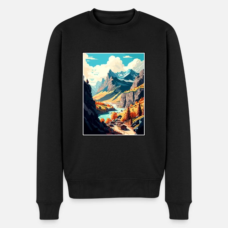 Vallée d’Aoste Italie Vintage voyage affiche Souvenir - Pull Premium bio Homme - noir