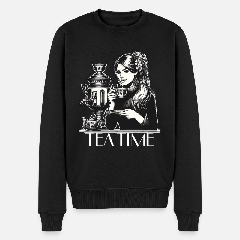 Samowar Teezeit Frau Geschenk - Männer Premium Bio Pullover - Schwarz