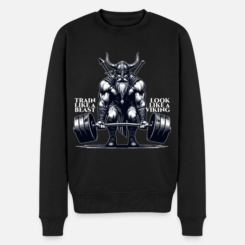 Wikinger Kreuzheben Geschenk - Männer Premium Bio Pullover - Schwarz