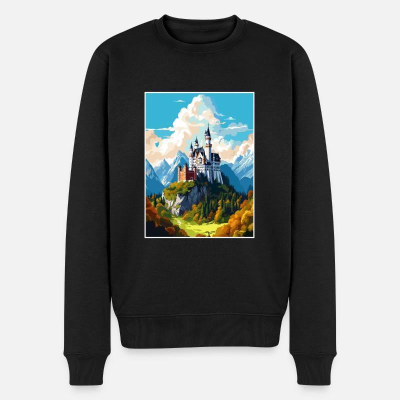 Schloss Neuschwanstein Deutschland Reiseplakat - Männer Premium Bio Pullover - Schwarz