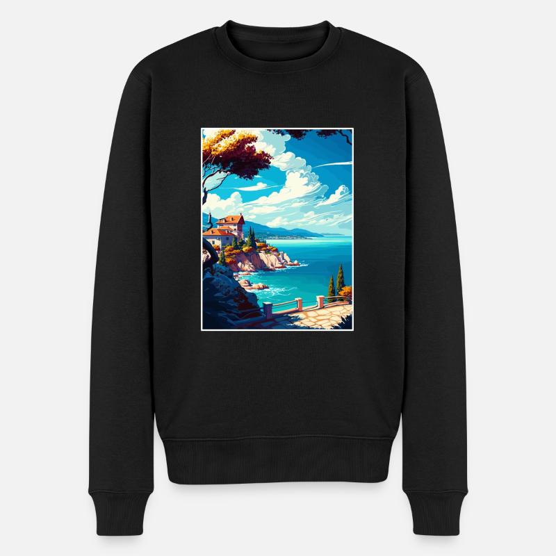Thassos Griechenland Dekoration Vintage Reiseposter - Männer Premium Bio Pullover - Schwarz