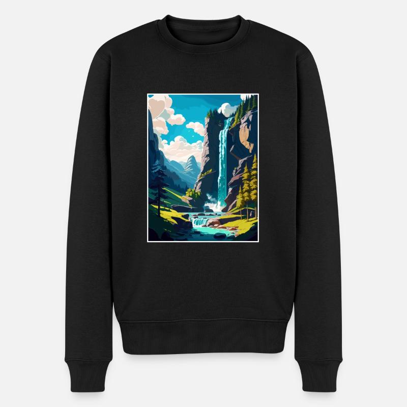 Trummelbachfälle Schweiz Reiseplakat - Männer Premium Bio Pullover - Schwarz