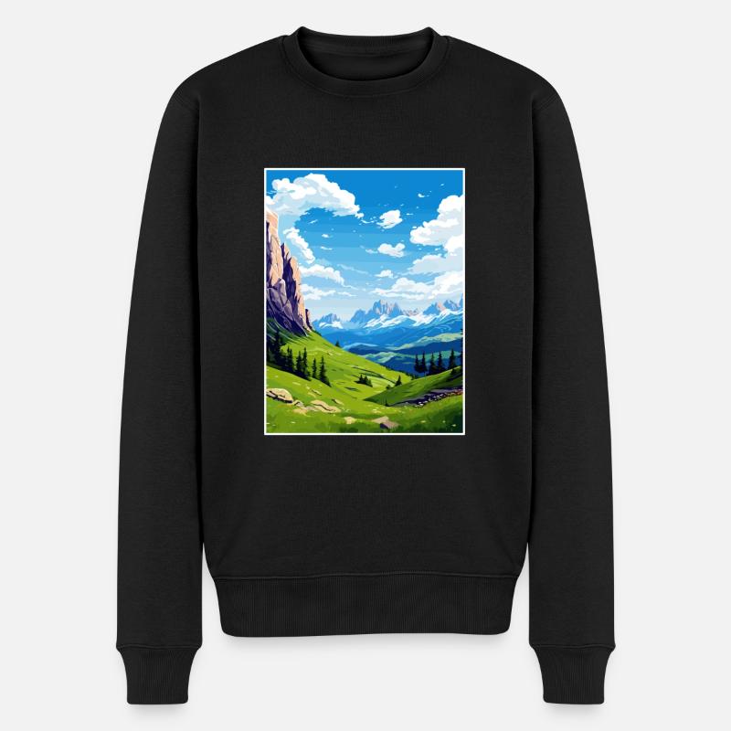 Dolomites, Alpes dolomitiques, Dolomites, Italie - Pull Premium bio Homme - noir