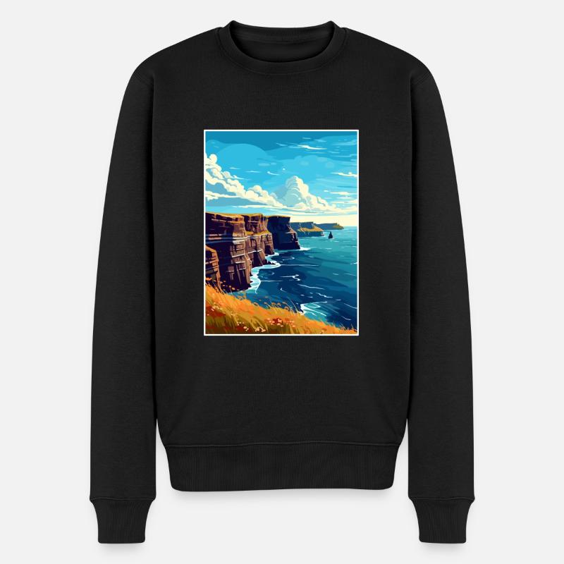 Cliffs Of Moher Irland Vintage Reiseposter WPA - Männer Premium Bio Pullover - Schwarz