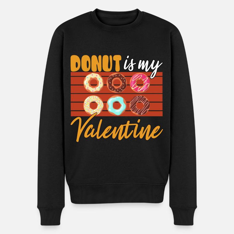donut is my valentine - Männer Premium Bio Pullover - Schwarz