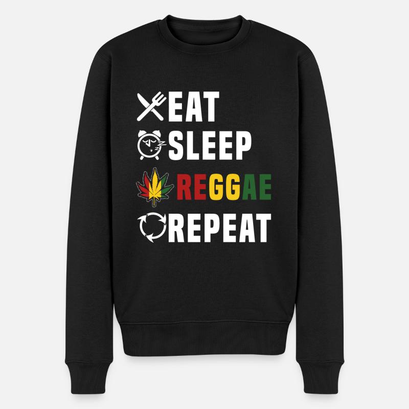 eat sleep reggae repeat - Männer Premium Bio Pullover - Schwarz