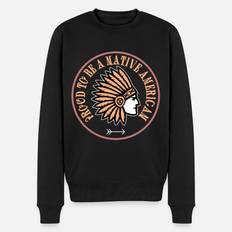 native american - Männer Premium Bio Pullover - Schwarz