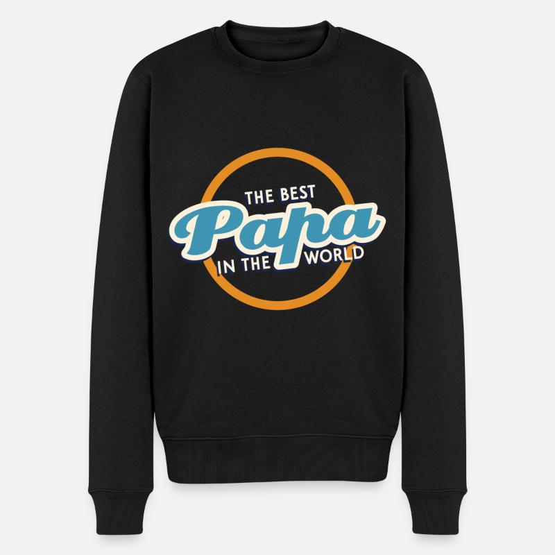papa father daddy - Männer Premium Bio Pullover - Schwarz