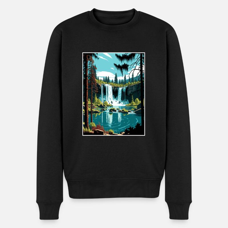 Burney Falls Kalifornien Vintage Reiseposter WPA - Männer Premium Bio Pullover - Schwarz