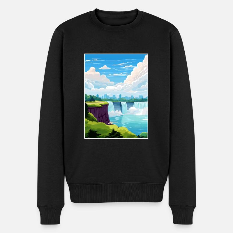 Niagara Falls Kanada Vintage Reiseposter WPA Kunst - Männer Premium Bio Pullover - Schwarz