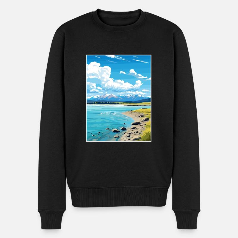 Lake Tekapo Neuseeland Neuseeland Neuseeland Vintage Reiseposter - Männer Premium Bio Pullover - Schwarz