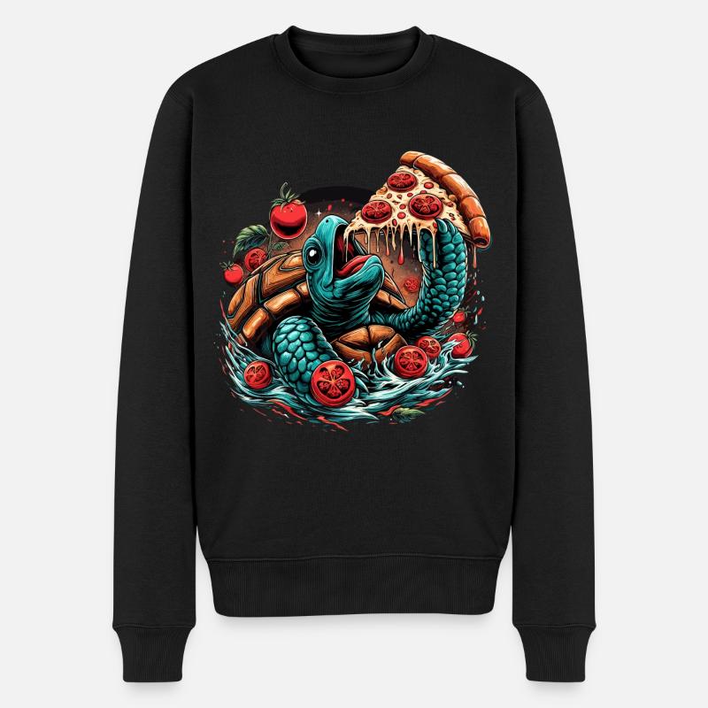 Turtle Pizza Tomato Design - Pull Premium bio Homme - noir