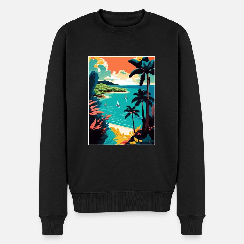 Trinidad und Tobago Karibik Reiseposter - Männer Premium Bio Pullover - Schwarz
