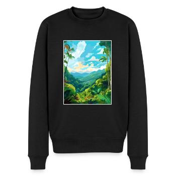 Amazone Regenwald Vintage Reiseposter Souvenir - Männer Premium Bio Pullover - Schwarz - Vorne - Nico (187cm)
