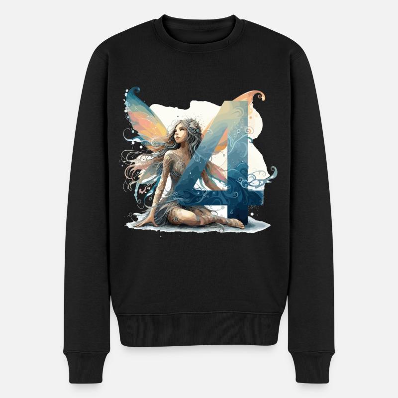 4 Jahre Fee Elfe Geburtstag Geschenk - Männer Premium Bio Pullover - Schwarz