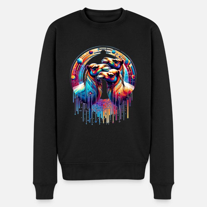 Cosmic Camels - Techno Mirage - Männer Premium Bio Pullover - Schwarz