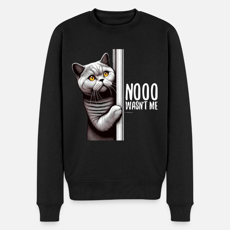 Nein war ich nicht BKH Blue Katze Geschenk - Männer Premium Bio Pullover - Schwarz