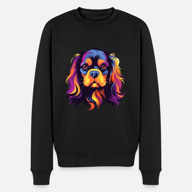 Cavalier King Charles Spaniel chien race aquarelle - Pull Premium bio Homme - noir
