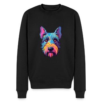 Scottish Terrier Dog Breed Watercolor Cartoon Kawa - Men's Premium Organic Jumper - black - Front - Nico (187cm)