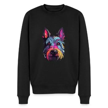 Scottish Terrier Dog Breed Watercolor Cartoon Kawa - Men's Premium Organic Jumper - black - Front - Nico (187cm)
