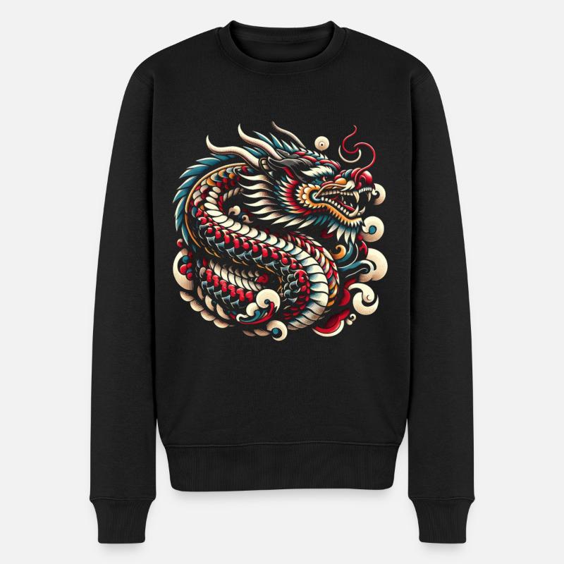 Majestueux dragon oriental - Pull Premium bio Homme - noir