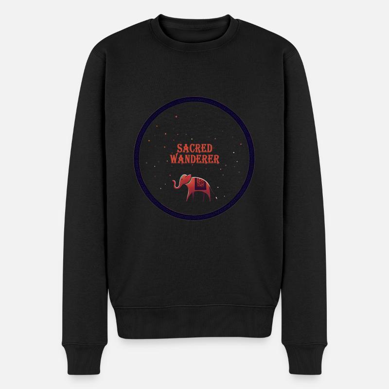 Heilige Elefanten-Odyssee - Männer Premium Bio Pullover - Schwarz