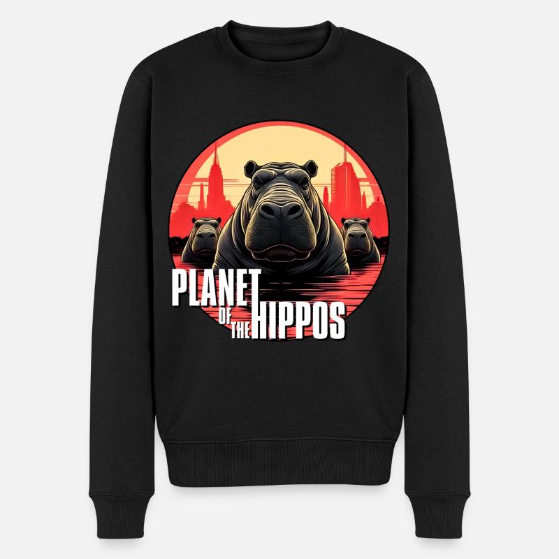 Planète des hippopotames - Pull Premium bio Homme - noir
