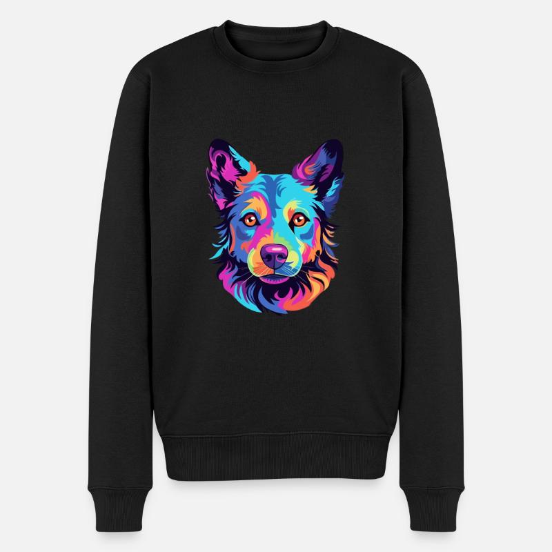Mudi Hunderasse Aquarell Cartoon Kawaii Bunt - Männer Premium Bio Pullover - Schwarz