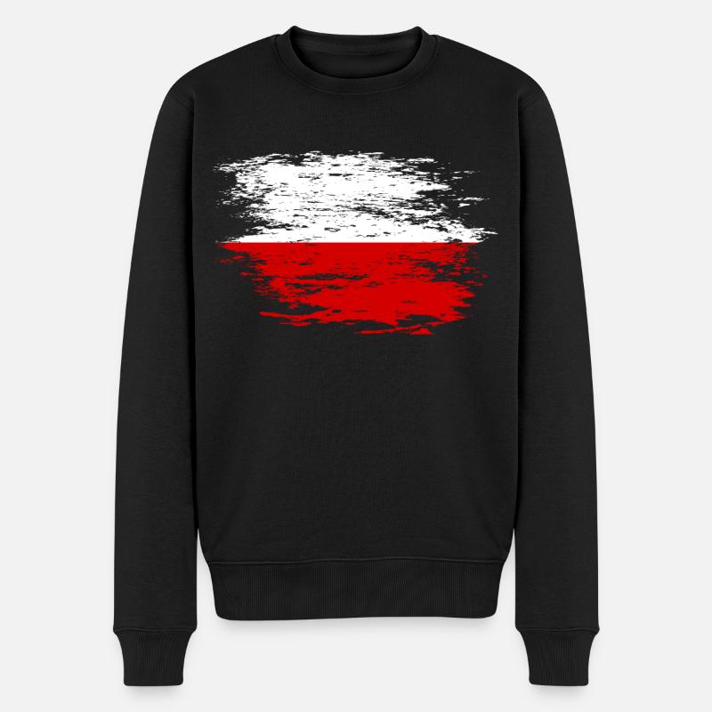 Polen Flagge used - Männer Premium Bio Pullover - Schwarz