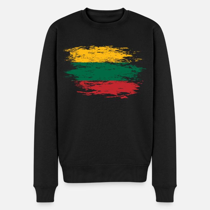 Litauen Flagge used - Männer Premium Bio Pullover - Schwarz