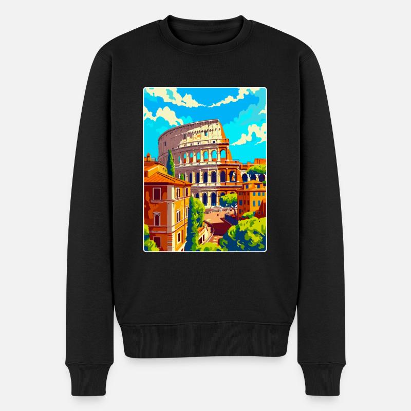 Rom Italien Vintage Reiseplakat Souvenir Souvenir - Männer Premium Bio Pullover - Schwarz