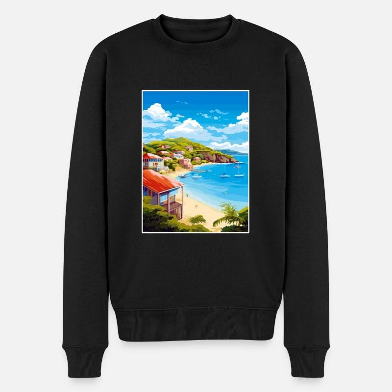 Antigua-et-Barbuda Affiche de voyage dans les Caraïbes - Pull Premium bio Homme - noir