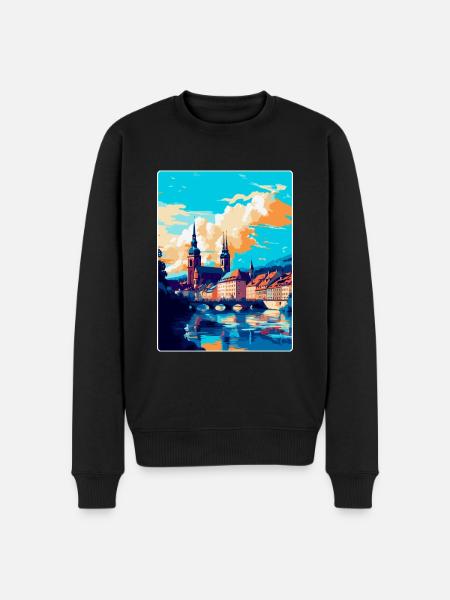 Wurzburg Germany Vintage Travel Poster Souvenir - Men's Premium Organic Jumper - black