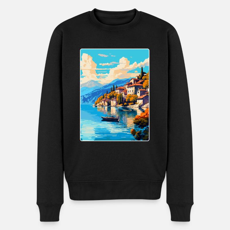 Ohridsee Albanien Vintage Reiseplakat WPA - Männer Premium Bio Pullover - Schwarz