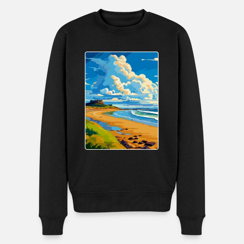 Northumberland Küste Anob Reise Poster Souvenir - Männer Premium Bio Pullover - Schwarz