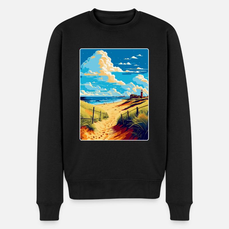 Suffolk Küste Vintage Reise Poster Souvenir WPA - Männer Premium Bio Pullover - Schwarz